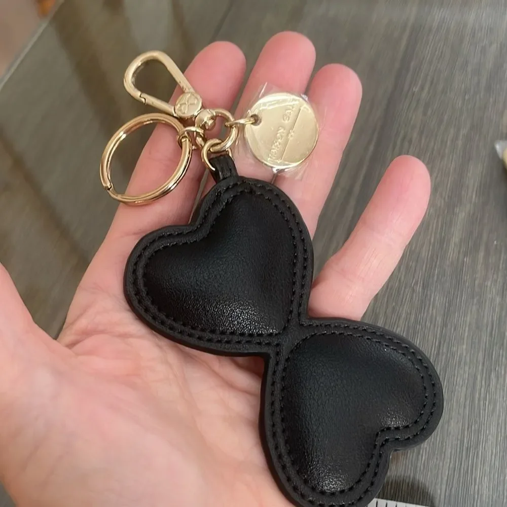 Maisin Gaja Handbag Tags Hangbag Charms Key Chains Faux Black Leather Gold-tone